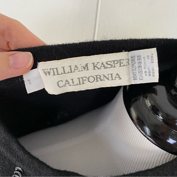 William Kasper California Sweater Tunic Women S Black Sequin Cashmere Knit 70s - Picture 12 of 15